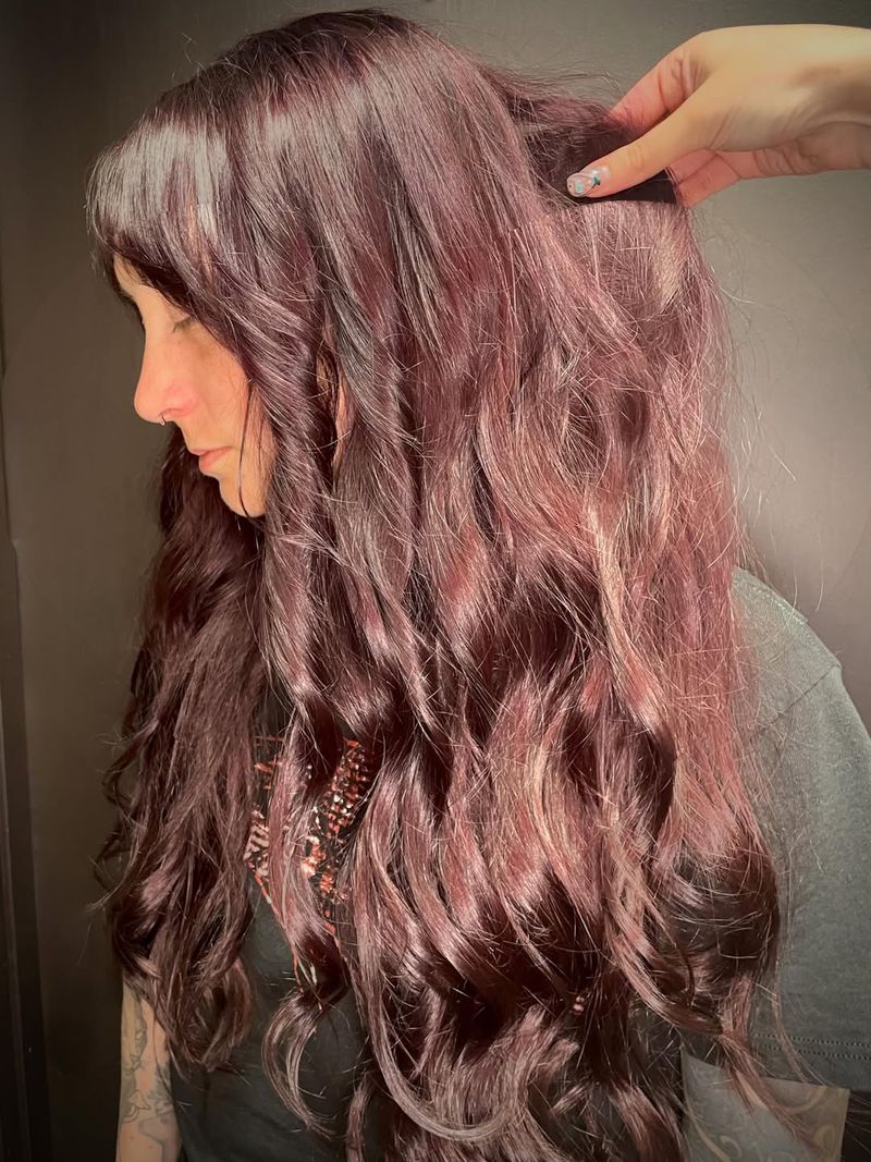 27. Deep Plum Waves with Bangs