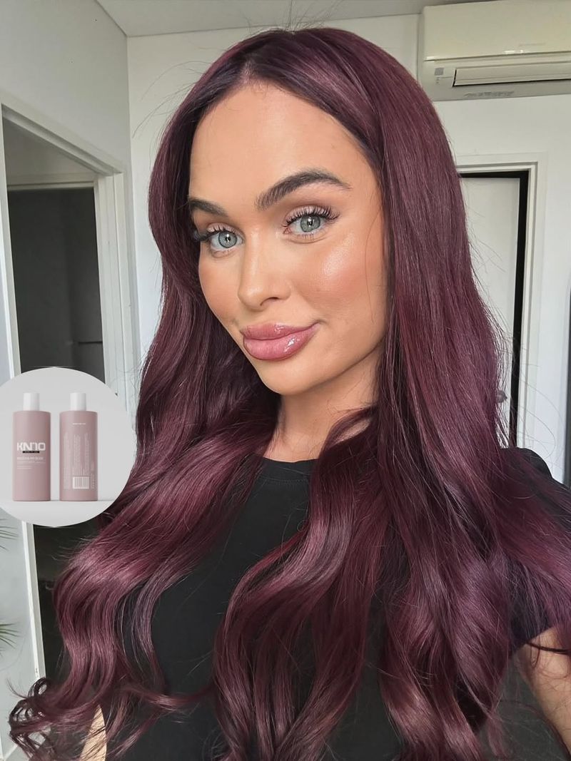 5. Deep Plum Waves with Dark Roots
