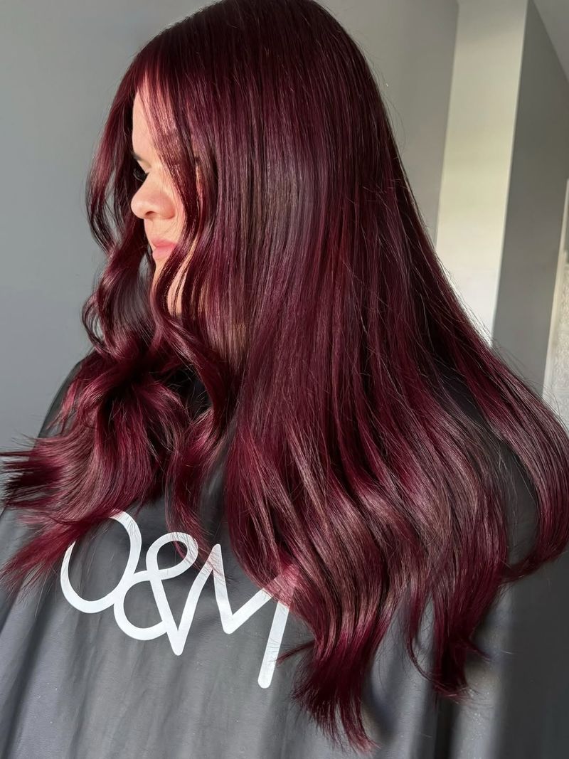 19. Deep Plum Waves with Face-Framing Layers