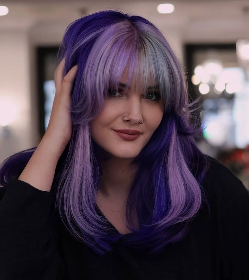 25. Deep Purple and Lilac Shag with Ice Blue Face-Framing