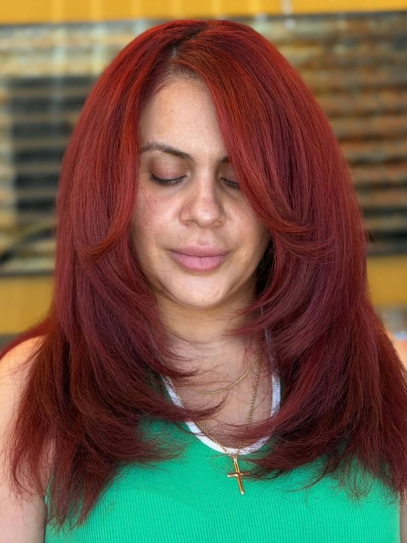 2. Deep Ruby Feathered Layers