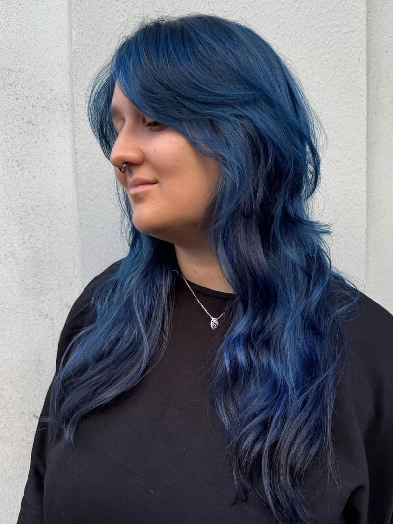 22. Deep Sapphire Shag with Curtained Fringe