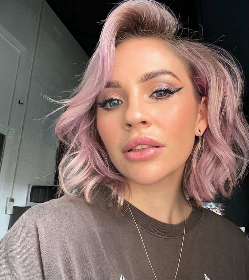 3. Deep Side Part Lavender Bob