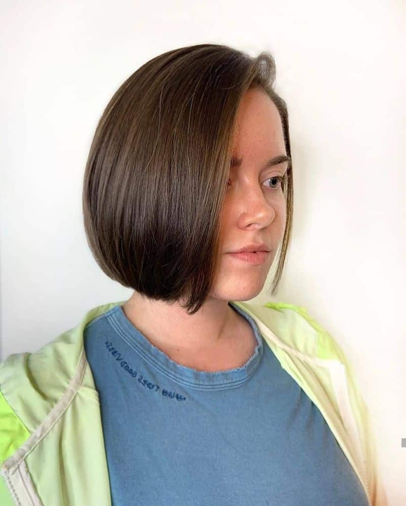 42. Deep Side Part Rounded Bob