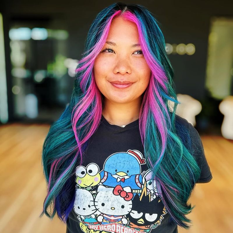 45. Deep Teal with Magenta Money Pieces
