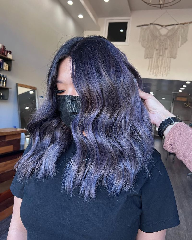 49. Deep Violet Root Melt with Silver Lilac Waves