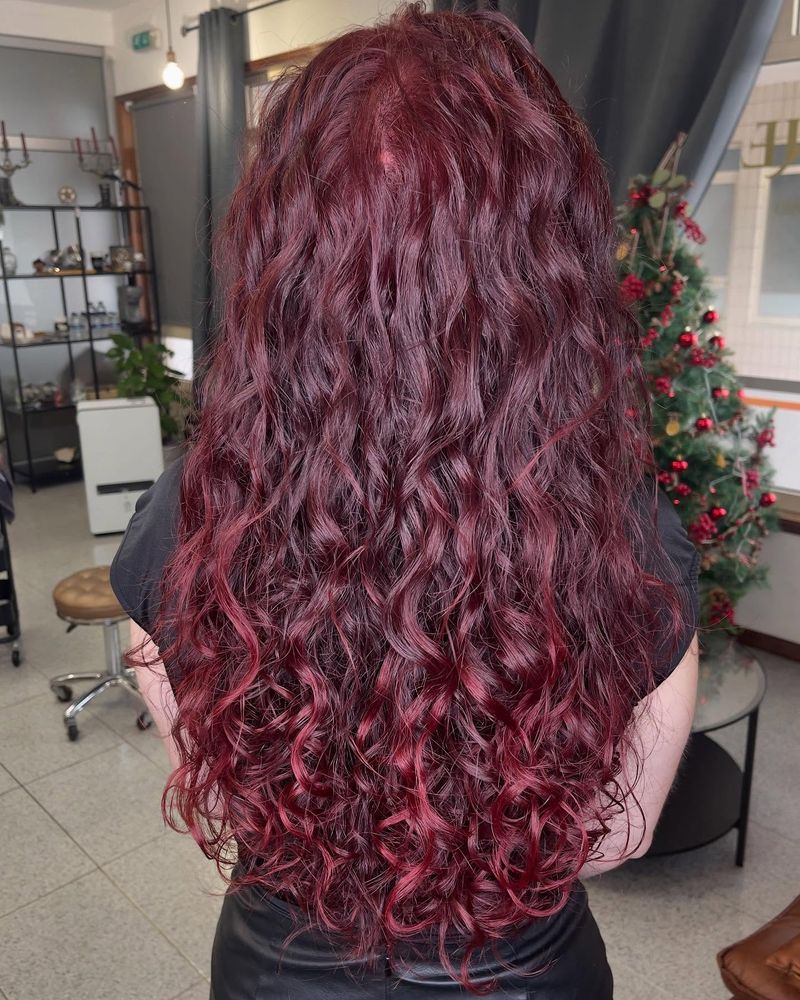 33. Deep Wine Curly Waves