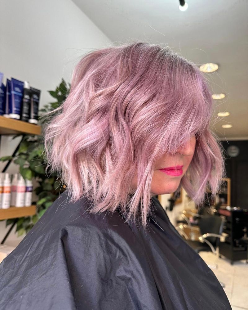 50. Dusky Pink and Lavender Textured Bob