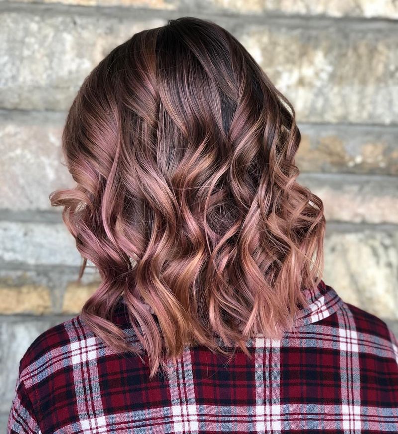 9. Dusty Rose Lob with Root Melt