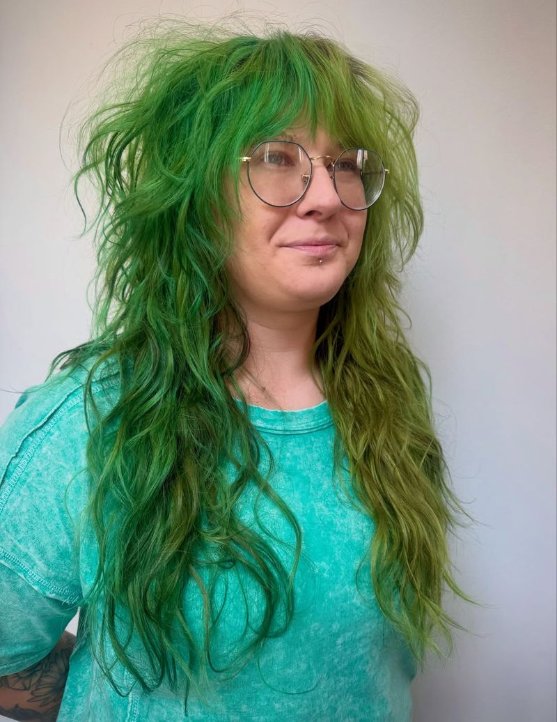 10. Electric Moss Shag with Heavy Bangs