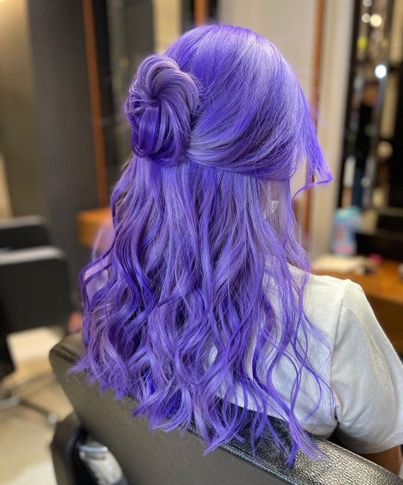 37. Electric Violet Half-Up Top Knot