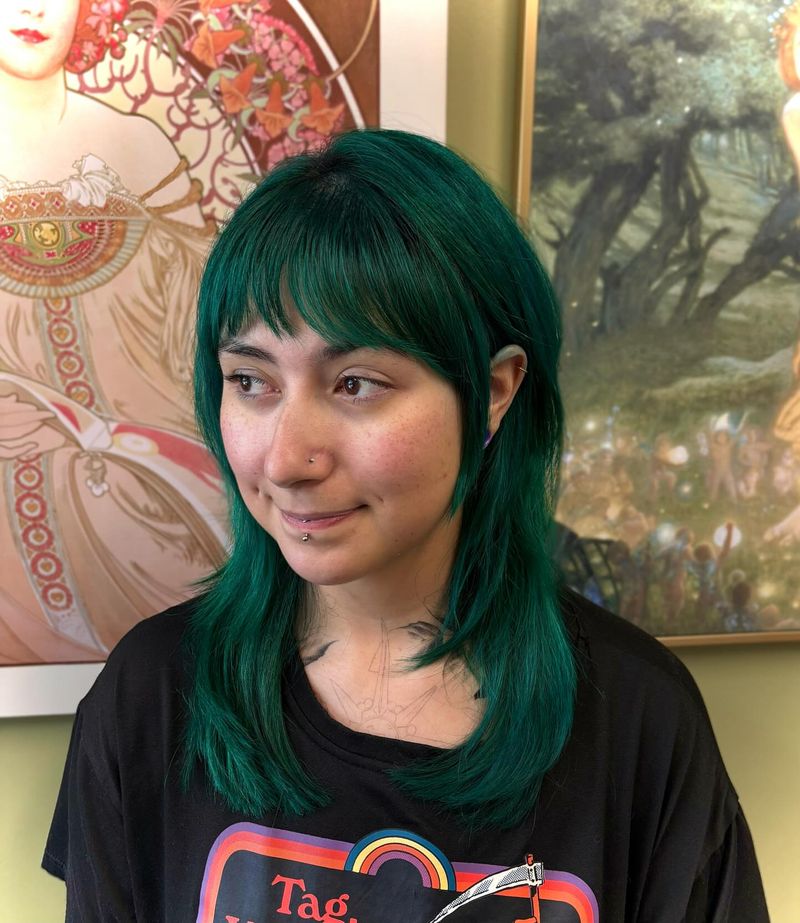 32. Emerald Shag with Wispy Fringe