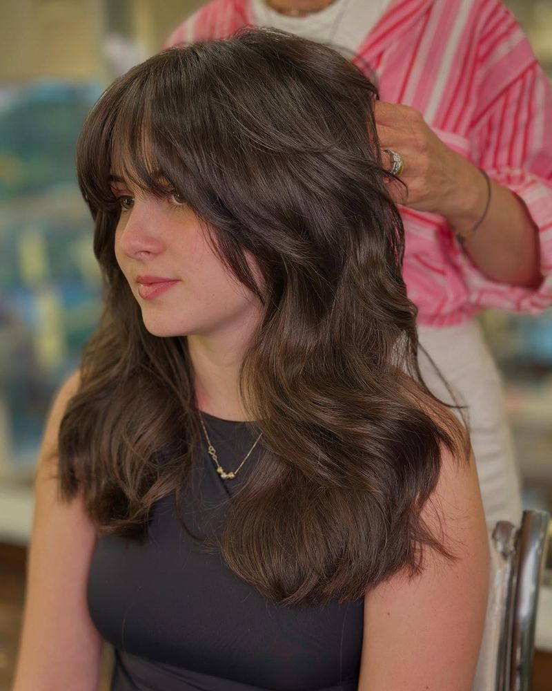 19. Espresso Blowout with Heavy Bangs