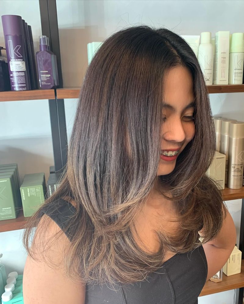18. Espresso Brown Cascade with Soft Curled Tiers