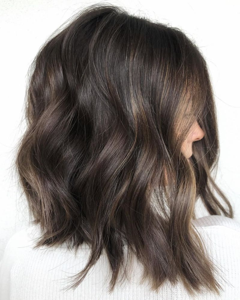 26. Espresso Lob with Subtle Caramel Highlights