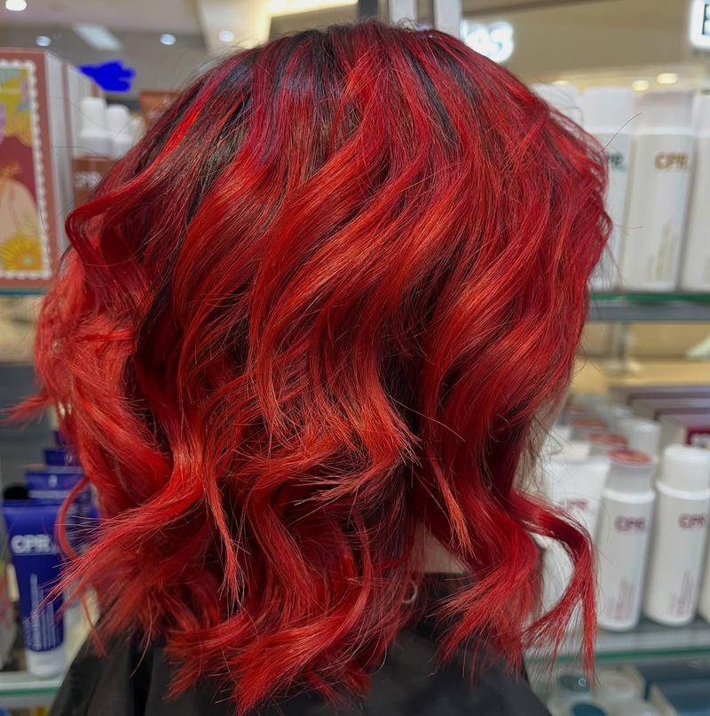 17. Fiery Cherry Waves with Dark Roots
