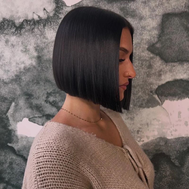 4. Glass-Finish Blunt Bob