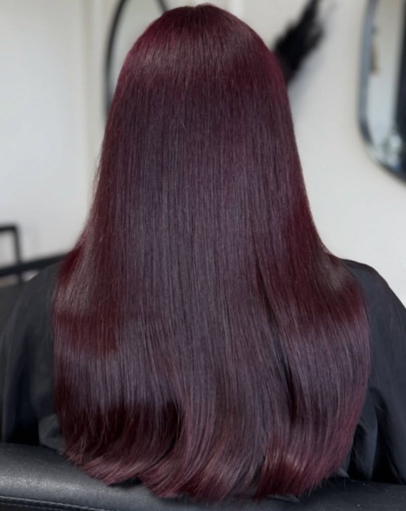 12. Glossy Burgundy Long Layers