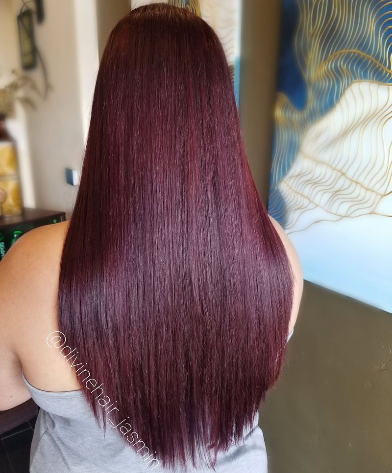 43. Glossy Burgundy Long Layers