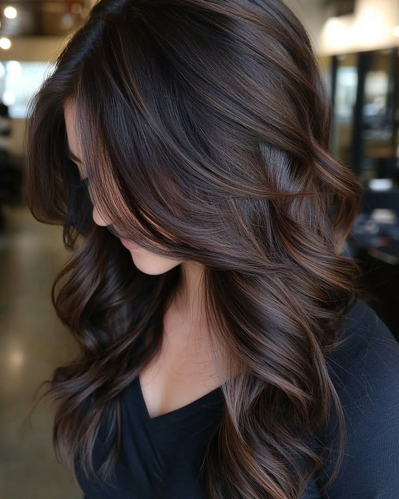 29. Glossy Espresso Waves with Subtle Toffee Streaks