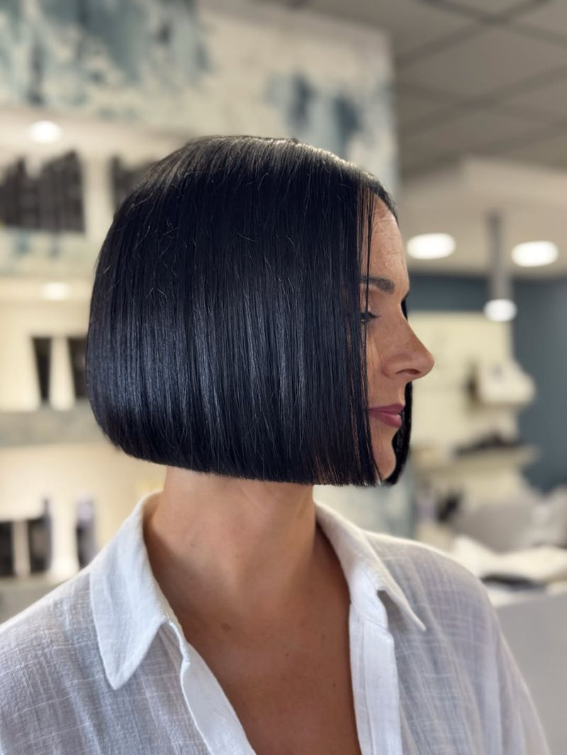50. Glossy Ink-Black Precision Bob
