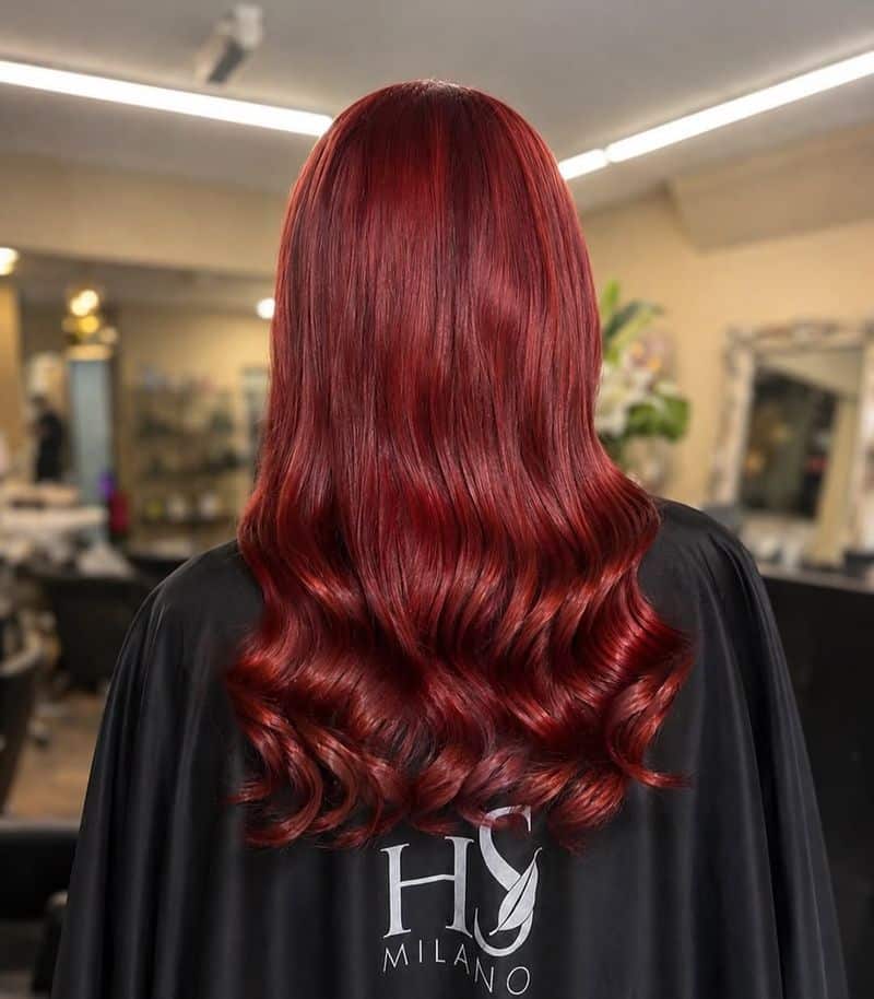 28. Glossy Long Cherry Red Waves