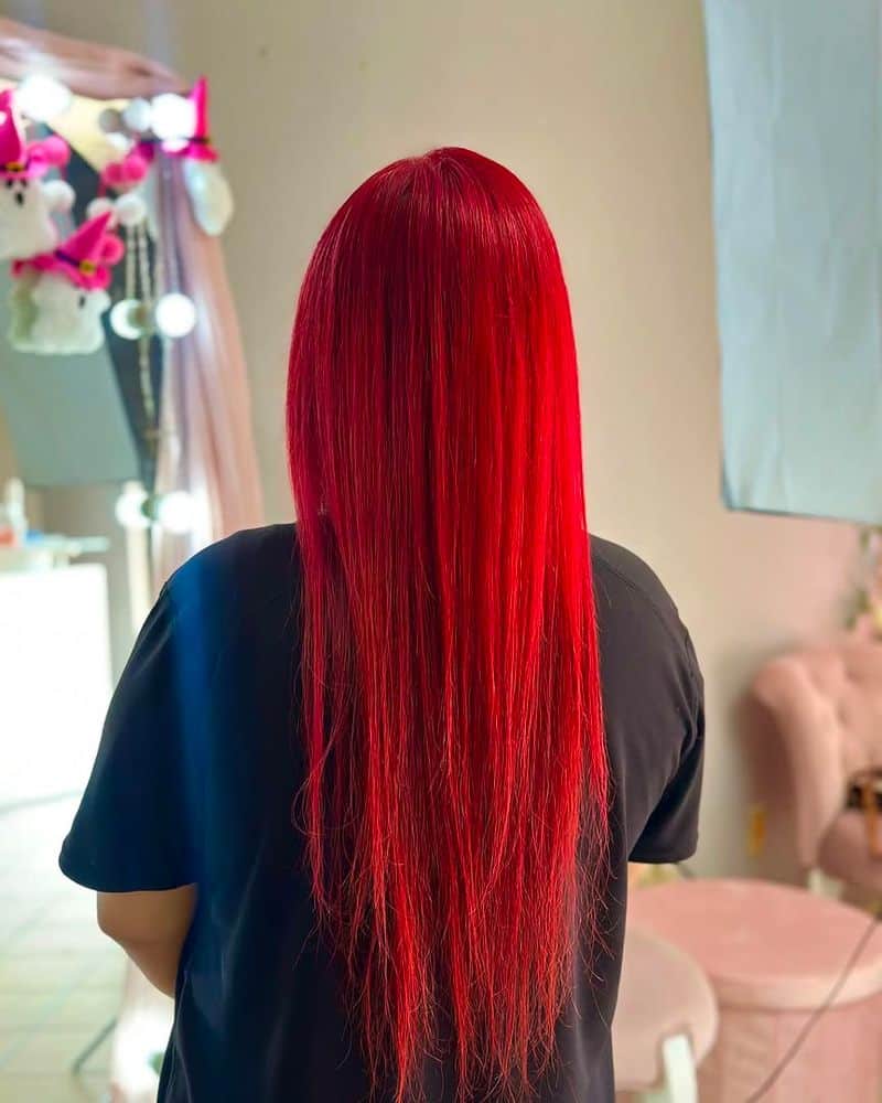 7. Glossy Long Crimson