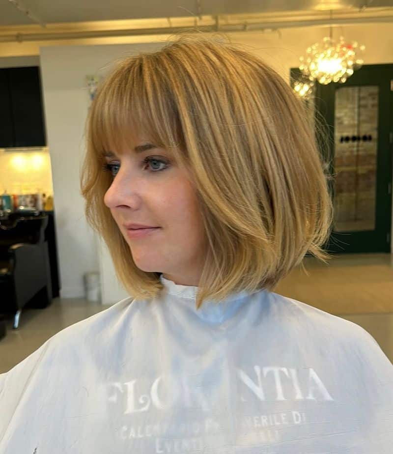41. Golden Honey Bob with Full Bangs