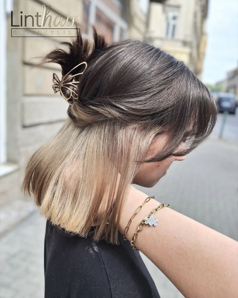 35. Golden Underlights with Butterfly Claw Clip