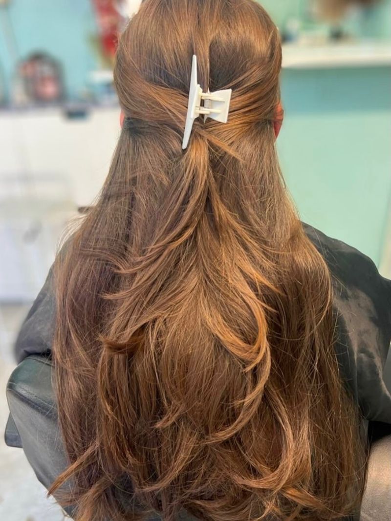 8. Half-Up Claw Clip Cascade