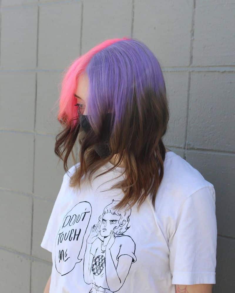 44. Half and Half Lilac and Pink Split Dye