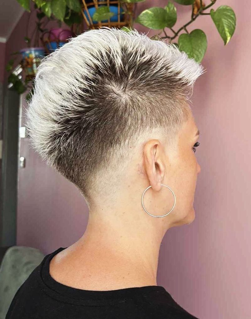 34. High-Contrast Platinum Mohawk Crop