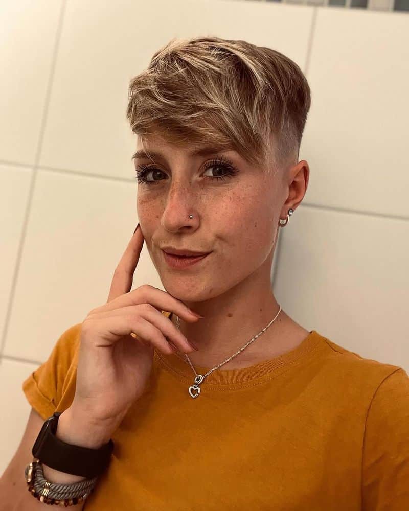 28. High-Contrast Undercut with Swept Bangs