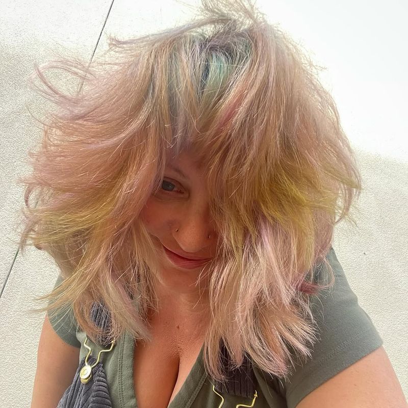 28. Holographic Shag with Pastel Peekaboo Tones