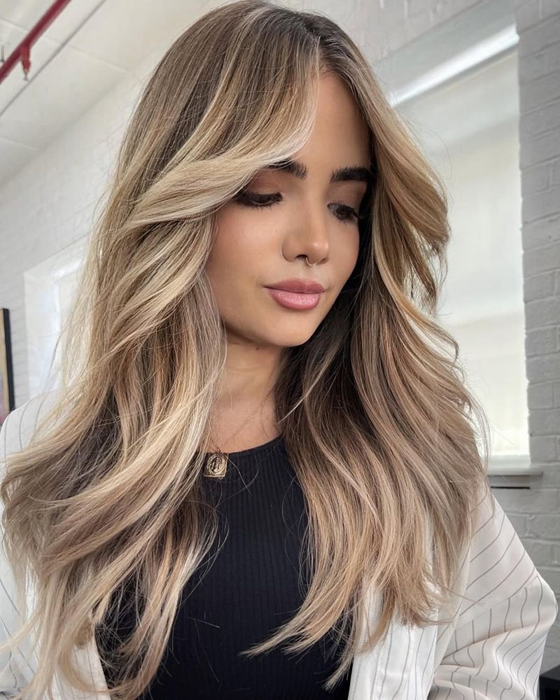 15. Honey Blonde Curtain Layers