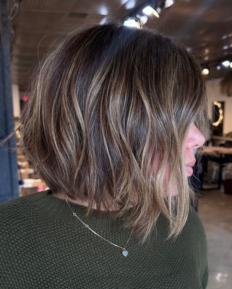 29. Honey Highlighted Stacked Bob