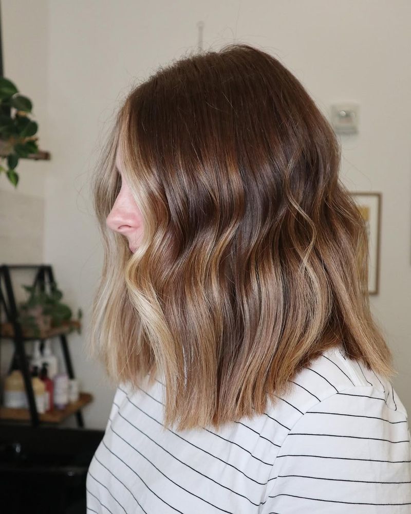 37. Honey-Kissed Lob with Blunt Ends