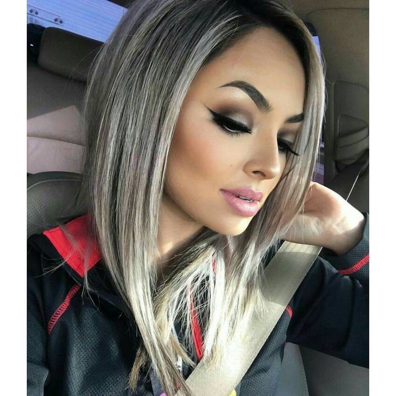 20. Icy Balayage Angled Bob