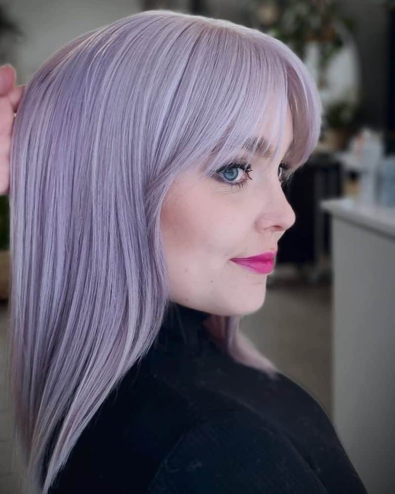 22. Icy Pastel Violet with Blunt Fringe