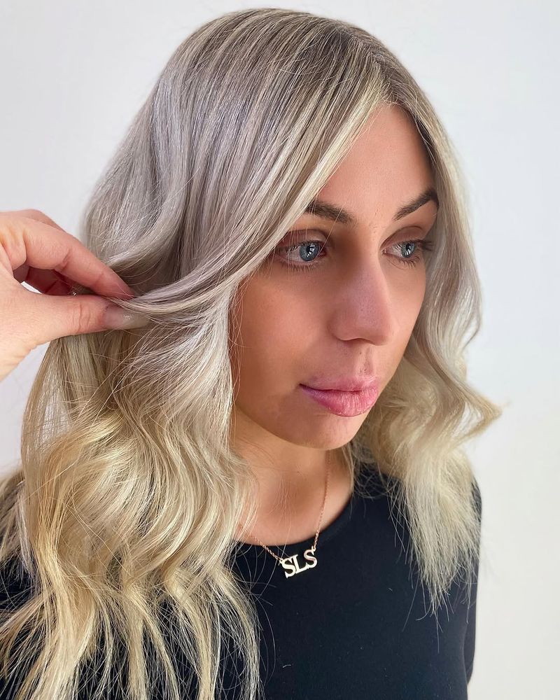 8. Icy Platinum Balayage with Root Melt