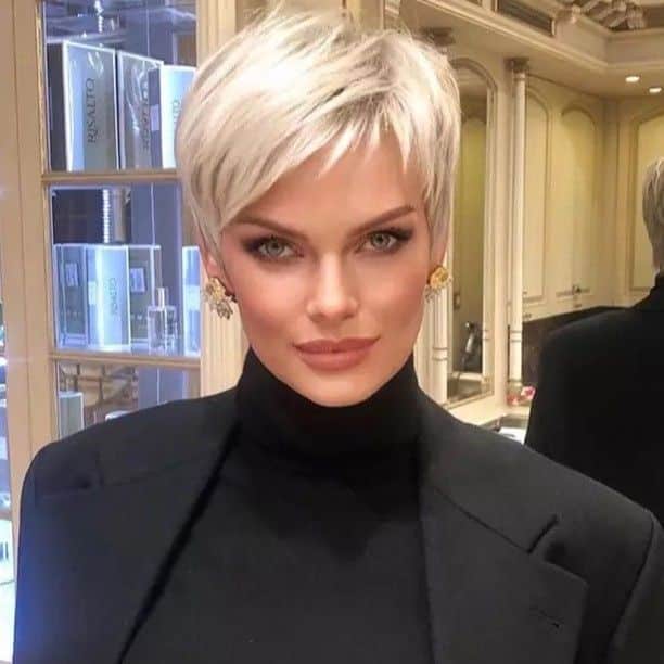 35. Icy Platinum Tousled Pixie