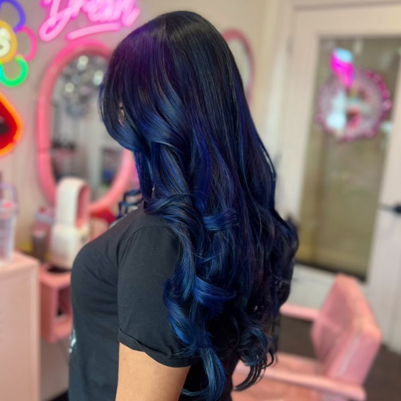 25. Ink Blue Waves with Bright Cobalt Highlights