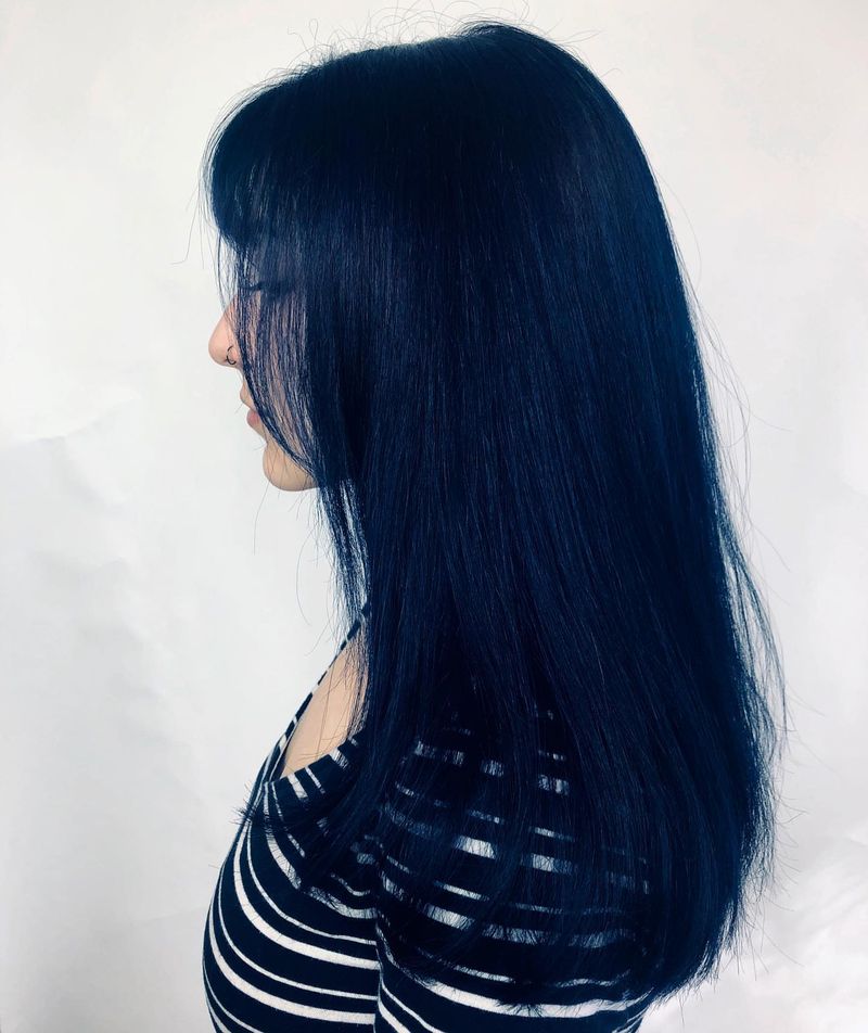 10. Inky Long Layers with Full Bangs