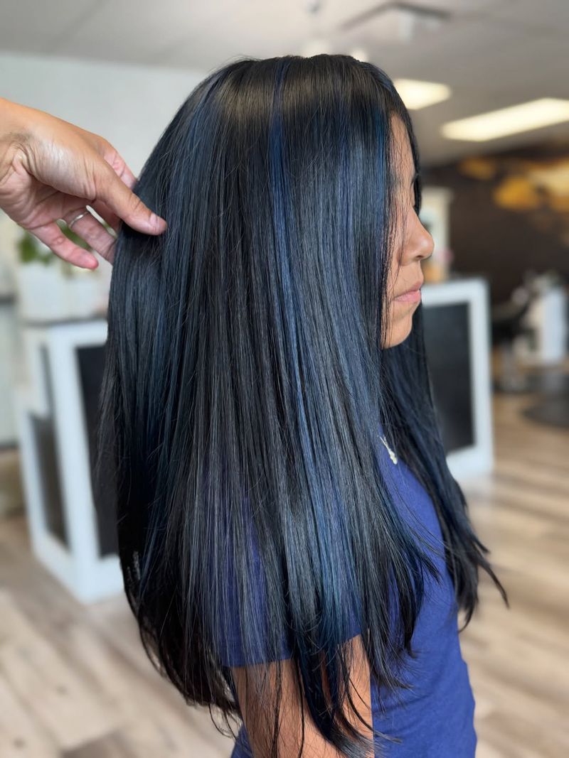 24. Inky Strands with Sapphire Highlights