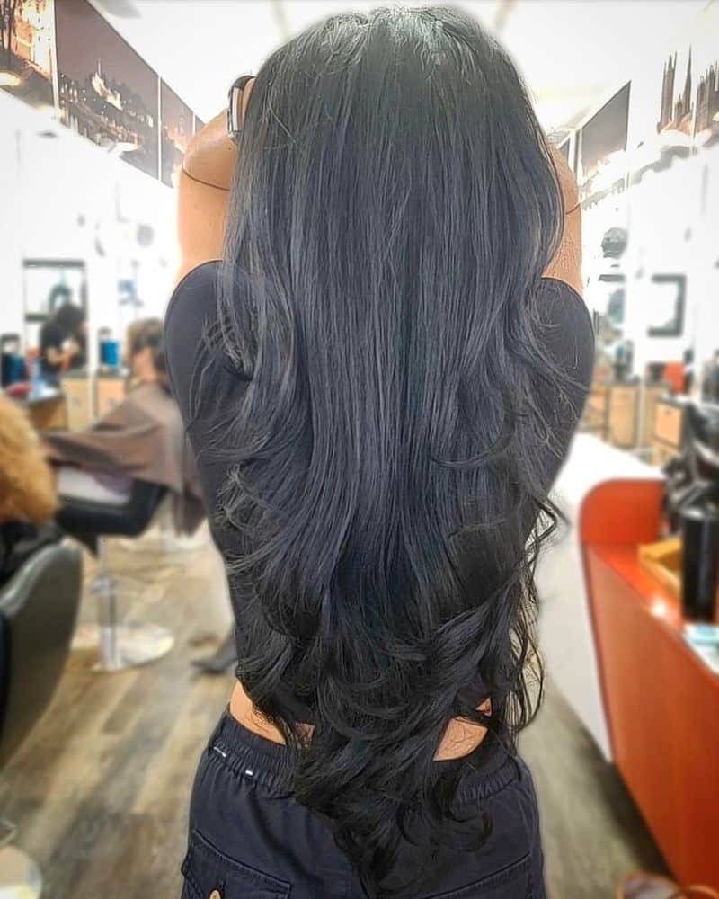 37. Jet Black Cascading Layers