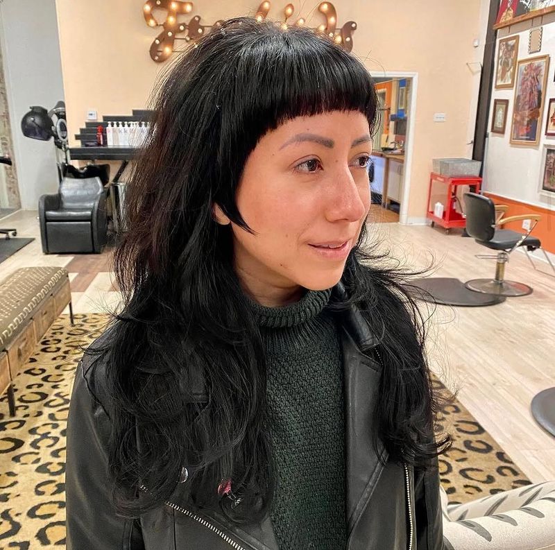 4. Jet Black Micro Fringe with Sideburns