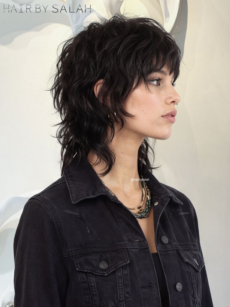 51. Jet Black Rocker Shag with Heavy Crown Volume