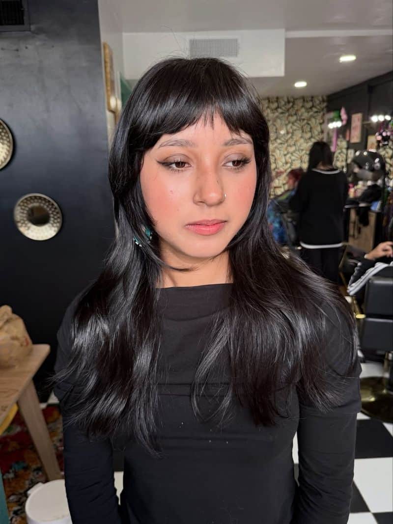 37. Jet Black Shag with Piecey Micro Fringe