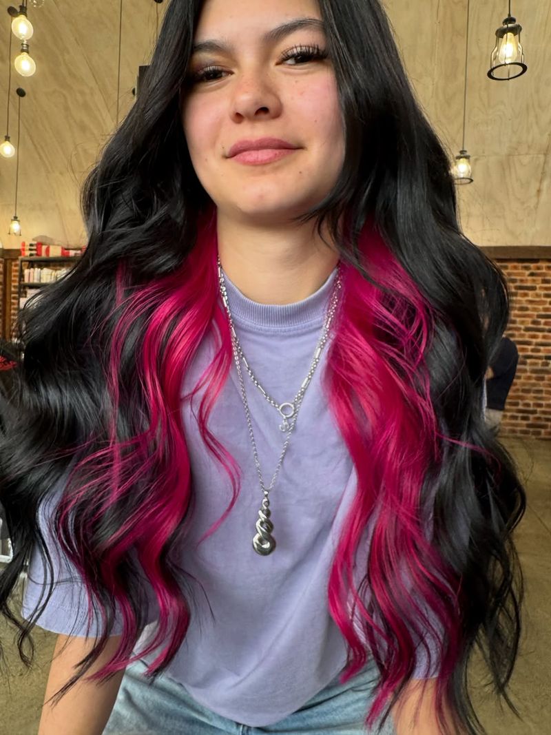 30. Jet Black and Magenta Peekaboo
