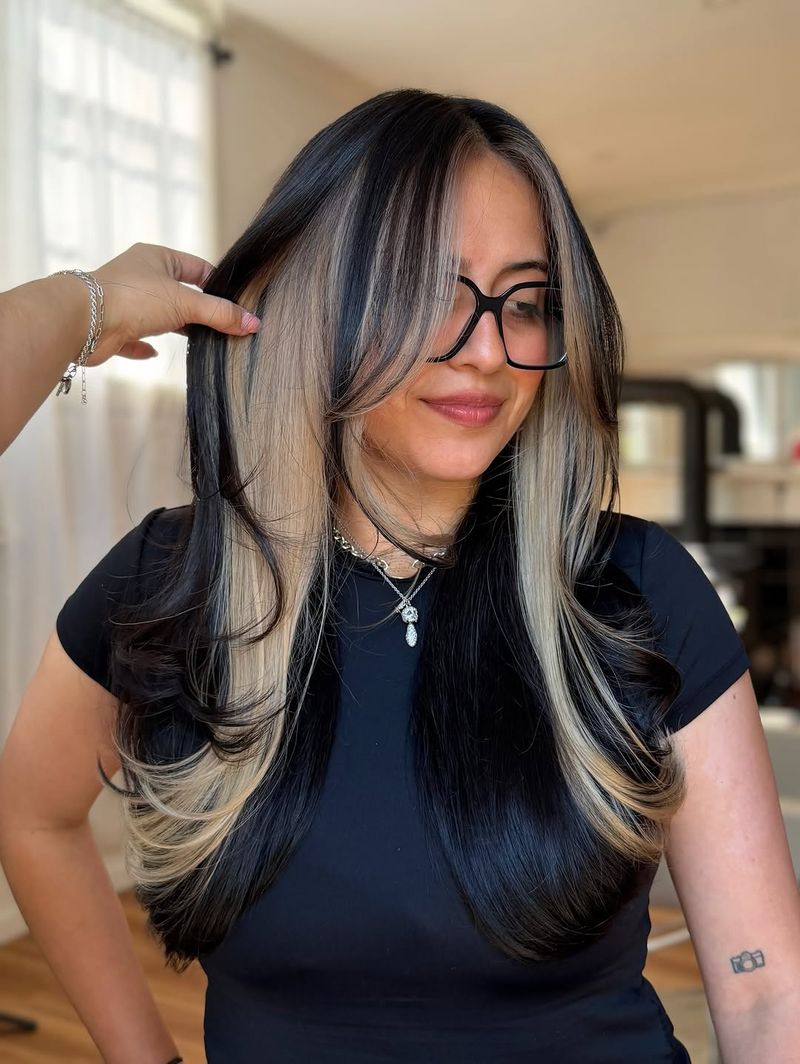 6. Jet Black and Platinum Peekaboo Layers